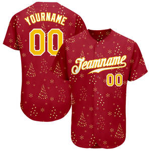 Diseño colorido brillante Rojo-Blanco Navidad 3D Jersey de béisbol auténtico para la mejor venta en línea - Product Image 5