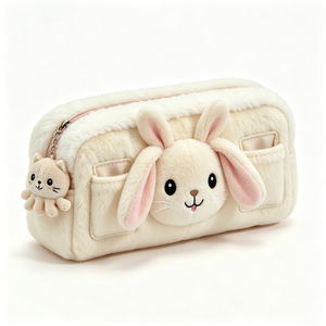 Étui à crayons personnalisé en peluche lapin, mignon, moelleux, en forme d'animal - Product Image 4