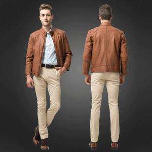 เสื้อแจ็กเก็ตหนังแท้สำหรับผู้ชาย, เสื้อคลุมลำลองทำจากหนังแท้100% - Product Image 2