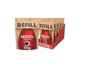 NESCAFÉ Original Café Instantáneo en Bolsa de Recarga de 150g, Aroma Intenso, Sabor Completo y Fuerte (Paquete de 5) - Product Image 1