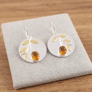 Handmade <b>Citrine</b> Gemstone Sterling Silver 925 Handmade Elegant Unique Stud <b>Earrings</b> November Birthstone Anniversary Gift - Product Image 5