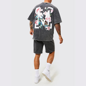 Camiseta extragrande 100% de algodón personalizada para hombre, talla grande, lavado ácido con logotipo estampado de patrón sólido, corte grande y alto - Product Image 2