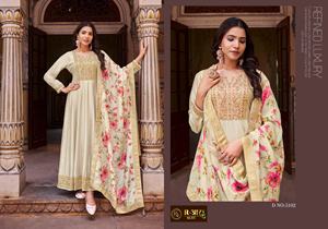 Nouveau 2024 dernière tenue de créateur à feuilles persistantes vente chaude soie lourde Vichitra Salwar Suit & Dupatta avec travail de séquence à vendre - Product Image 3