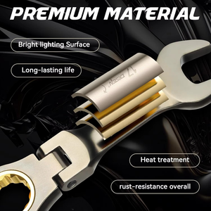 ชุดประแจปากตายแบบบิดงอ9ชิ้นขนาด8-17มม. เมตริก CRV ชุบนิกเกิลรวมกระเป๋ากลิ้ง - Product Image 3