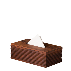 Caja de pañuelos de madera maciza personalizable, organizador de mesa duradero hecho a mano para decoración del hogar y uso de oficina - Product Image 2