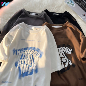 Camisetas vintage de alta calidad con lavado ácido camiseta 230gsm peso pesado 100% algodón logotipo personalizado impreso puff estampado camisetas - Product Image 1