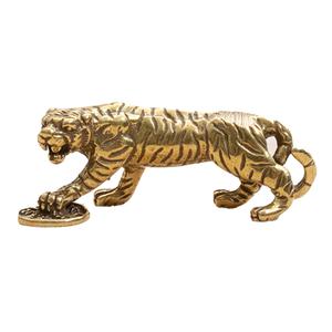 Escultura de tigre caminando de tigre de latón en miniatura estilo chino artesanías de latón antiguo decoración de escritorio adorno de animales para el hogar - Product Image 2