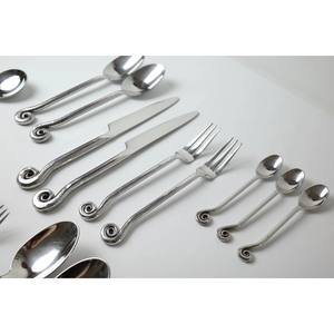 ชุดช้อนส้อมลายวน 16 ชิ้น สไตล์วินเทจกลางศตวรรษ ด้ามจับเกลียวสแตนเลสคุณภาพพรีเมียม 4 ชิ้น ผลิตด้วยมือ เป็นมิตรกับสิ่งแวดล้อม ทนทาน - Product Image 3