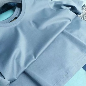 Lujo cuello redondo suave brillante en blanco doble mercerizado algodón hombres camisetas Fitness brillo doble mercerizado algodón hombres camisetas - Product Image 6