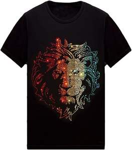 Custom Cotton Rhinestone Neck <b>Short</b> <b>Sleeve</b> Plus Size Men's T-<b>shirts</b> Drop Shoulder <b>White</b> Rhinestone T <b>Shirt</b> for Men - Product Image 1