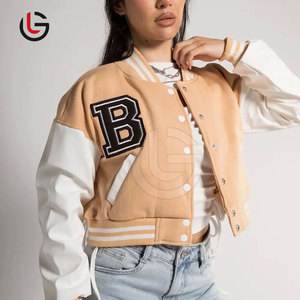 Veste Letterman grande taille pour femmes à vendre Veste Letterman courte en laine pour femmes meilleure vente - Product Image 5