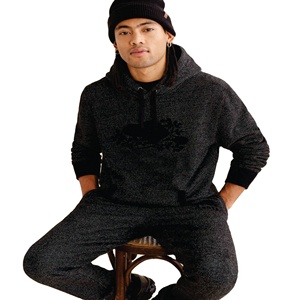 Sudadera con capucha de algodón para hombre con logotipo personalizado OEM estampado manga larga diseño en blanco negro de moda para la temporada de invierno - Product Image 3