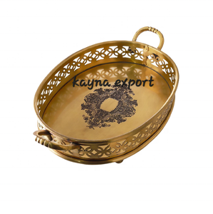 ถาดกลมโลหะเคลือบทองสำหรับใช้ในบ้านและห้องครัว - Product Image 6