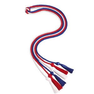 Cordons d'honneur 100 % polyester personnalisés en usine, de bonne qualité, multicolores, avec pompon de graduation entrelacé double, revêtement en gros - Product Image 1