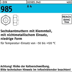 Tuerca Hexagonal DIN 985 M6 A4 1000 Piezas - Product Image 1