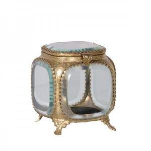 Nouvelle arrivée Boîte à bijoux décorative en laiton et en verre Conception personnalisée Boîte à bijoux en verre et en laiton antique Exportateur en gros - Product Image 3