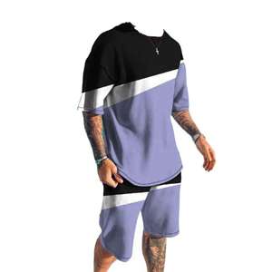 Conjuntos cortos deportivos al por mayor para hombre, ropa informal de verano para hombre, conjunto de 2 piezas, trajes deportivos para hombre, camisas y pantalones cortos, Conjunto masculino para gimnasio - Product Image 3