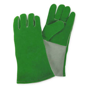 ถุงมือเชื่อมหนังวัวแท้สีน้ำเงิน ทนทาน ยาวพิเศษ อุปกรณ์ป้องกันส่วนบุคคล ปลอกนิ้วเย็บติดแน่น ป้องกันความร้อน - Product Image 6