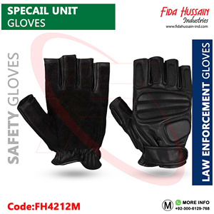 Gants tactiques demi-doigt fabriqués en cuir de vachette Eva rembourré Protection des doigts Gants de sécurité en cuir du Pakistan - Product Image 2