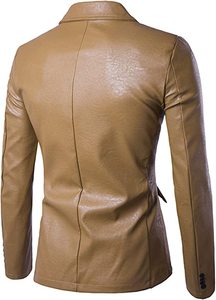Jaket <span class=keywords><strong>Blazer</strong></span> kulit pria, <span class=keywords><strong>Blazer</strong></span> bisnis kasual musim semi musim gugur modis - Product Image 2