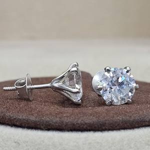 Ensemble de bijoux de fiançailles en argent 925 avec moissanite pour mariage, certificat Gra, bagues et boucles d'oreilles en diamant VVSD pour mariage - Product Image 4