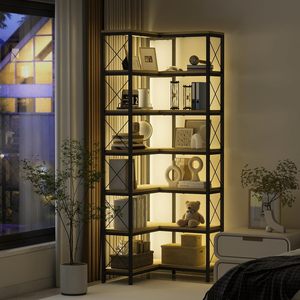 Étagères de salon avec éclairage LED, étagères <span class=keywords><strong>d</strong></span>'angle, étagère de rangement industrielle moderne, <span class=keywords><strong>d</strong></span>écoration intérieure, étagères ouvertes hautes DR561 - Product Image 6