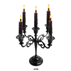 เชิงเทียนแบบเรียวยาว5แขนสีดำมันวาวที่วางเทียนตกแต่งคริสต์มาสในครัวในร่มที่วางเทียนตั้งโต๊ะ - Product Image 1