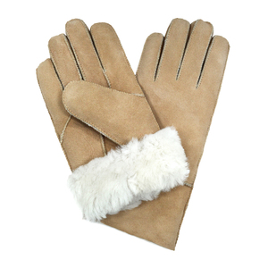 Venta al por mayor de guantes de piel de oveja a prueba de viento forro de piel térmica para Ciclismo de Invierno pantalla táctil Compatible para uso diario al aire libre - Product Image 2