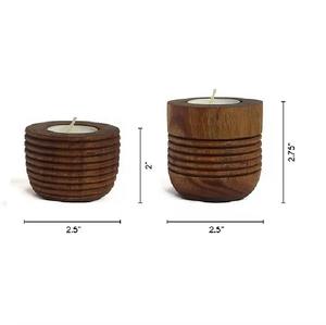 Porte-bougie en bois naturel simple pour la décoration de la maison, centre de table, style rustique minimaliste, accent pour une utilisation festive et quotidienne - Product Image 3