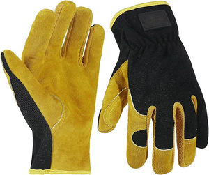 Gants de jardinage en cuir pour hommes, gants utilitaires de travail pour la mécanique, la construction et le conducteur - Product Image 1