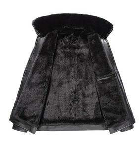 Veste en cuir élégante pour homme, style urbain, avec logo frontal, col montant, vêtement d'extérieur haut de gamme pour l'hiver, respirant, séchage rapide, coupe confortable - Product Image 4