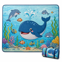 Tapis de pique-nique matelassé Ocean Whale, pliable, imperméable, pour le camping, la plage, les jeux, avec logo personnalisé, pour une utilisation en famille en plein air