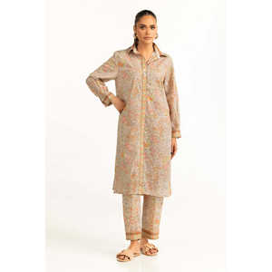 Conjunto Casual de Dos Piezas para Mujer, Estampado Peach Lawn, Primavera/Verano, Talla XS/XS, para Oficina - Product Image 1