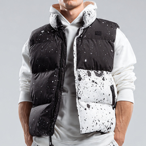 Gilet matelassé imprimé pour homme, fermeture éclair, veste chaude d'hiver, gilet matelassé épais pour homme, vêtements d'hiver épais pour homme - Product Image 1