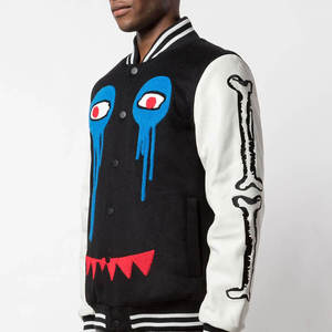 Chaqueta universitaria de lana personalizada para adultos y jóvenes, chaqueta universitaria de béisbol de gran venta, chaqueta universitaria de varios colores con manga de cuero - Product Image 4