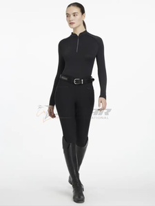 Capa Base de equitación para mujer, ligera, que absorbe la humedad, secado rápido, ajuste elástico, camisa deportiva ecuestre, capas Base - Product Image 3