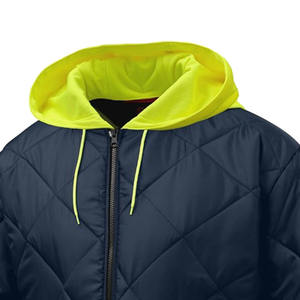Veste réfléchissante marine personnalisée de haute qualité Capuche amovible Poches multiples Vêtements de travail entièrement matelassés Parka Excellente tenue de sécurité - Product Image 4