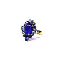 Anillo Clásico de Plata de Ley 925 Chapado en Oro con Diseño Único y Turquesa Multicolor para Mujer, Ideal para Fiestas, Bodas y Aniversarios
