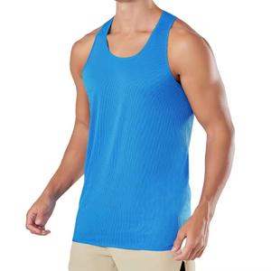 Camiseta sin mangas de algodón para hombre, ropa de gimnasio de malla de secado rápido con decoración de botones, fabricante de camisetas sin mangas para hombre - Product Image 1