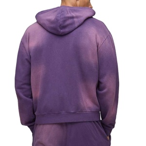 เสื้อฮู้ดมีซิปผ้าคอตตอนโอเวอร์ไซส์ของผู้ชายเสื้อแนวสตรีทโอเวอร์ไซส์ฟอกสีแดดซีดแฟชั่นกำหนดได้เอง100% - Product Image 3