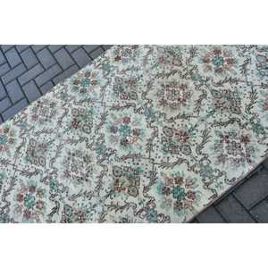 Vintage 3.8x6.6 ft Rug, Turkish Area Rug, <b>Brown</b> Ikat Rug - Product Image 5