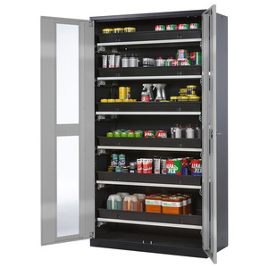 asecos Chemical Cabinet Systema-T CS-106G, body in anthracite, silver hinged doors, <b>6</b> <b>drawer</b> extensions - Product Image 1
