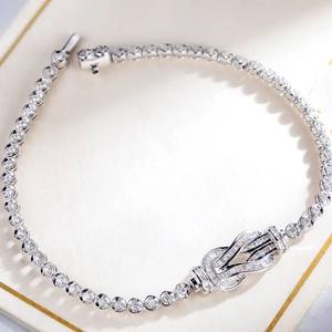 กำไลข้อมือและกำไลเงินแท้ 925 ประดับมอสซาไนต์ สไตล์เทนนิส ฮิปฮอป สำหรับงานแต่งงาน กำไลข้อมือและกำไลมอสซาไนต์สำหรับผู้หญิง - Product Image 1