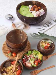 Meilleures ventes de bols de noix de coco écologiques faits à la main en bambou design moderne et durable usage domestique vaisselle pour smoothie salade de riz - Product Image 6