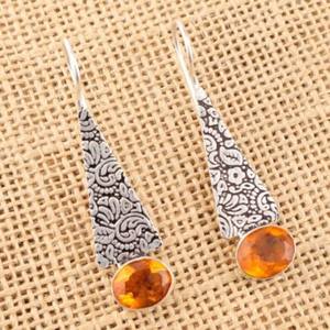 Oval Citrine <b>Dangle</b> <b>Earrings</b> 925 Sterling Silver November Birthstone Jewelry Women Gift Elegant Luxury - Product Image 2