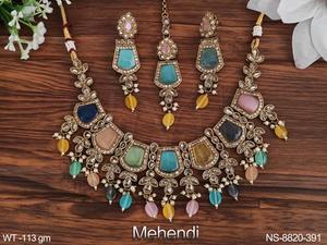 Ensemble de bijoux de créateur, bijoux anciens, poli Mehendi, belle tenue de fête, Design, perles, collier ras du cou Antique, ensembles de bijoux - Product Image 4