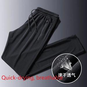 Pantalones de chándal rectos informales de verano para hombre, nuevo tamaño, transpirable, de secado rápido, con diseño de malla, cintura media, estilo fino - Product Image 6
