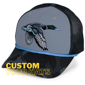 Casquette de baseball rétro en polyester à 6 panneaux avec broderie de canard, style corde, logo personnalisé, casquette de camionneur sportive, streetwear, snapback, fabriquée au Vietnam - Product Image 1