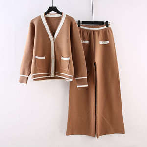 Women's Leisure Two-Piece <b>Suit</b> Wide Leg <b>Pants</b> with Temperament Knitted Sweater Plus Size Spring Collection Factory Wholesale - Product Image 5