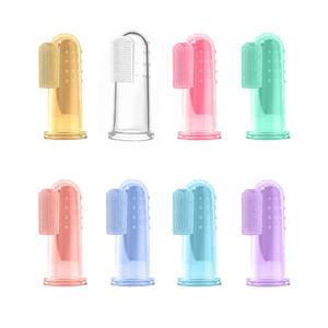 Grosir BPA gratis sikat gigi silikon jari bayi dapat digunakan kembali bersih rongga mulut silikon cair sikat jari anak-anak - Product Image 6